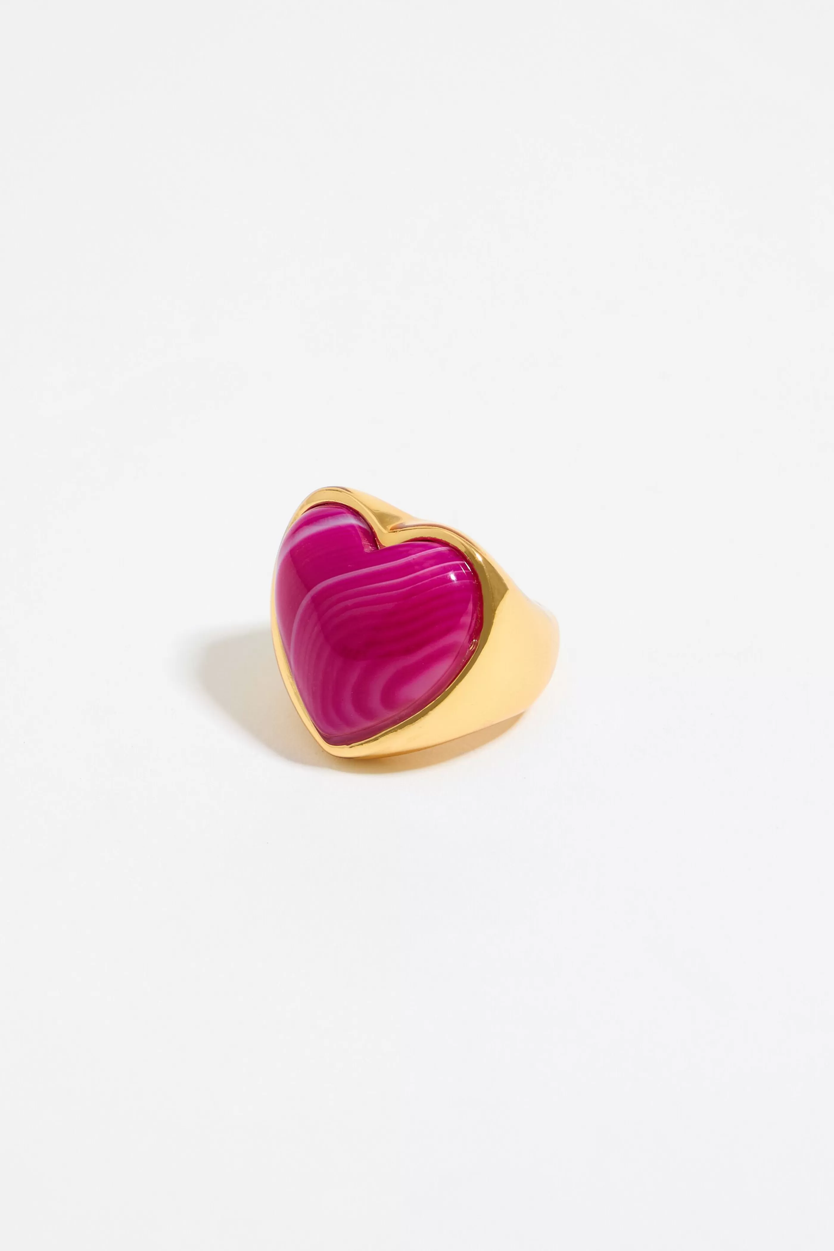 Flash Sale Anillo corazón piedra fucsia Bisutería