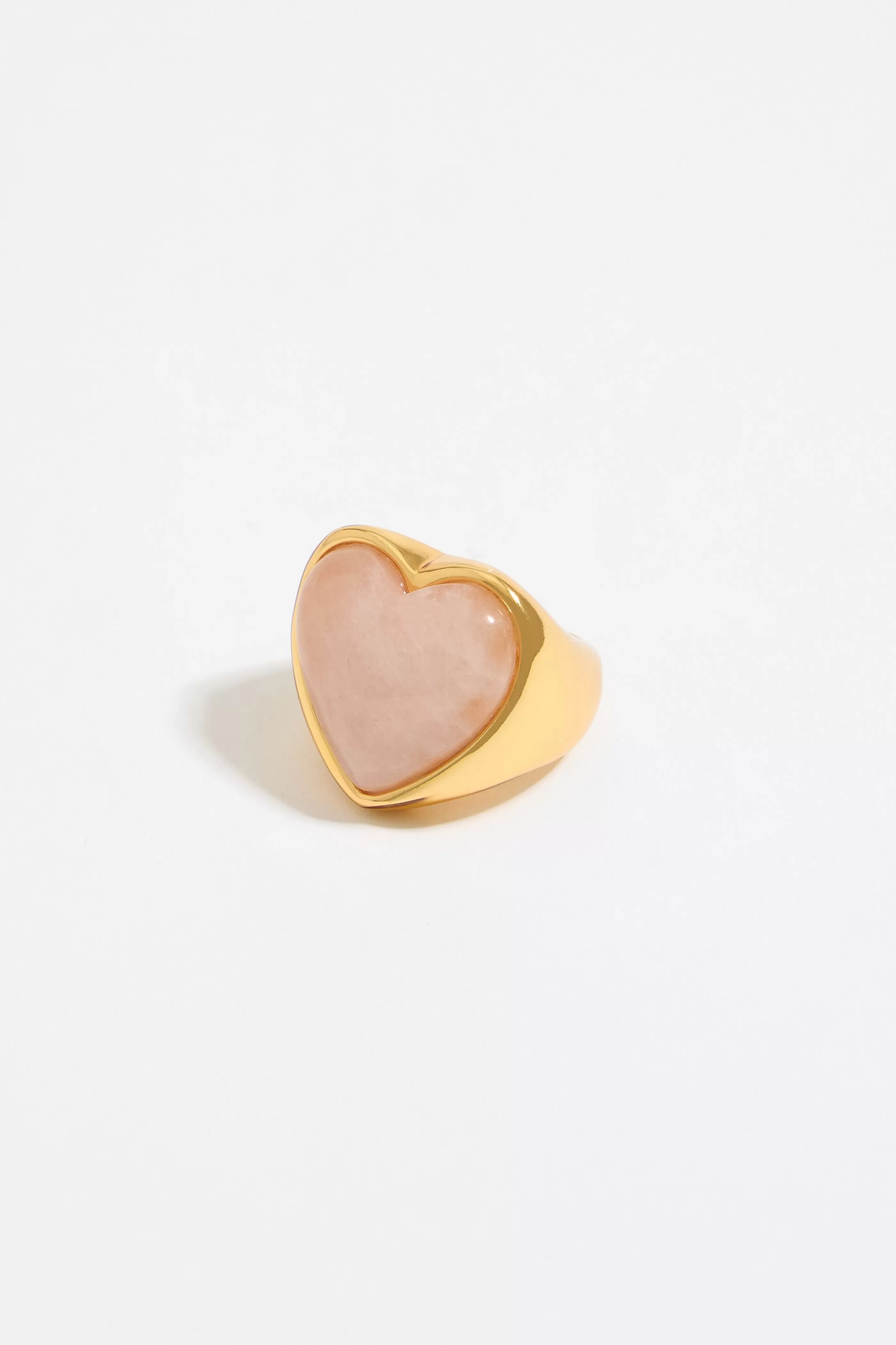 Shop Anillo corazón piedra rosa Bisutería