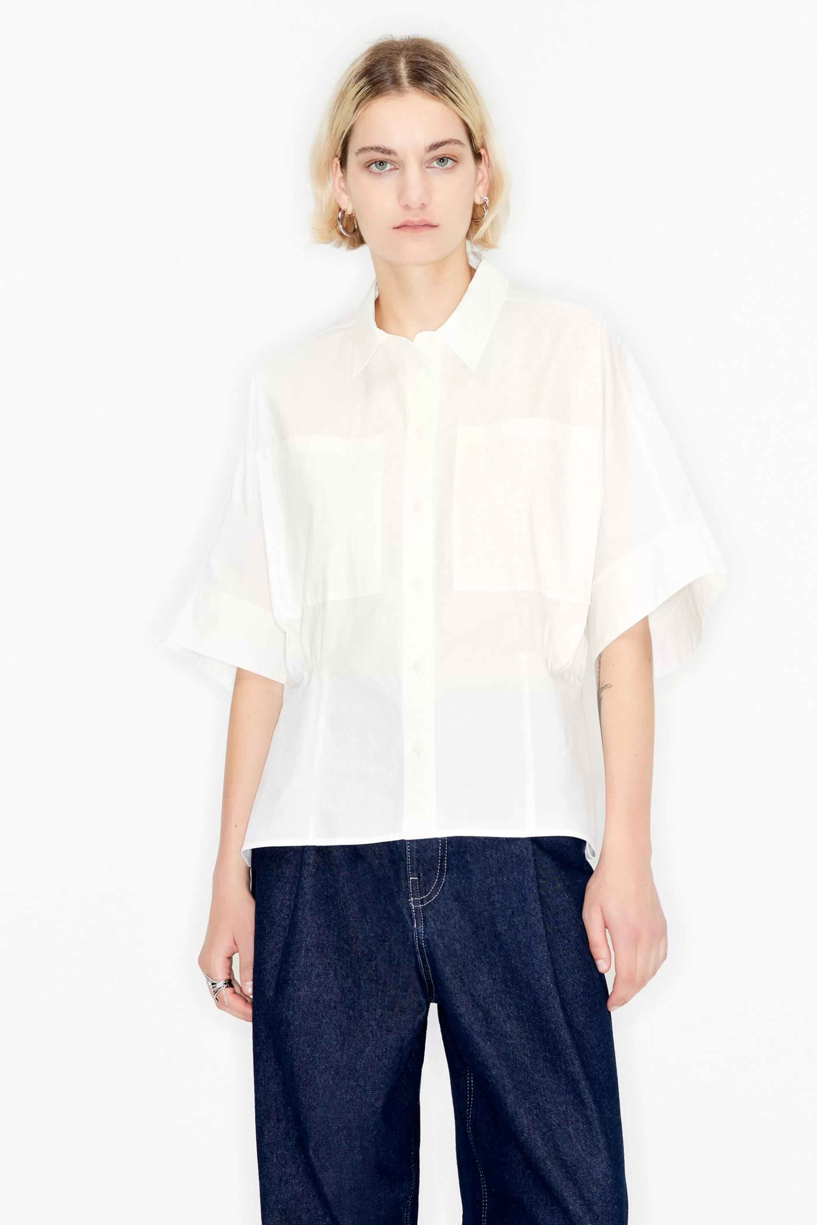 Best Sale Camisa ajustada blanca Camisas