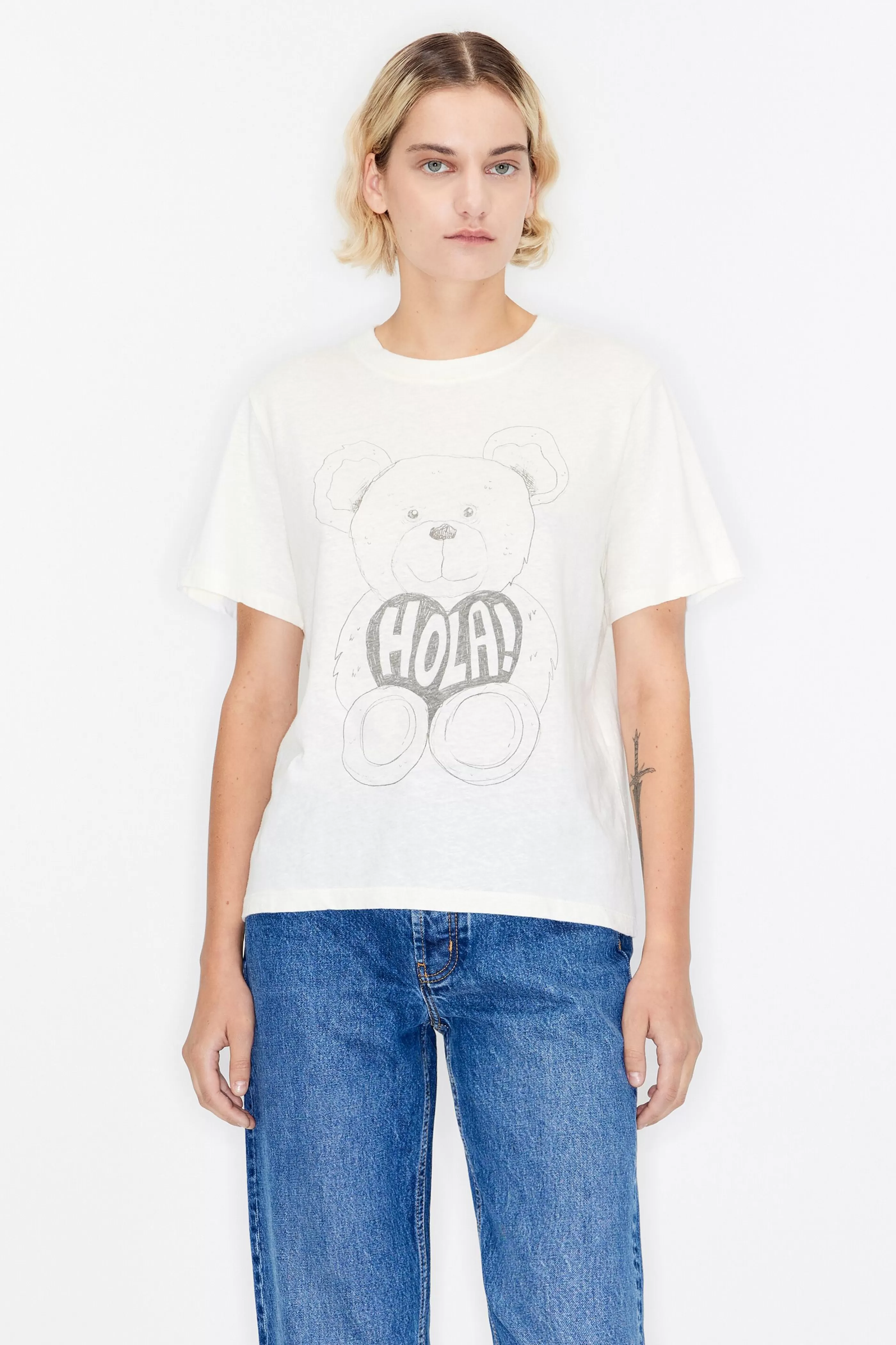 Flash Sale Camiseta print Oso Panda cruda Camisetas