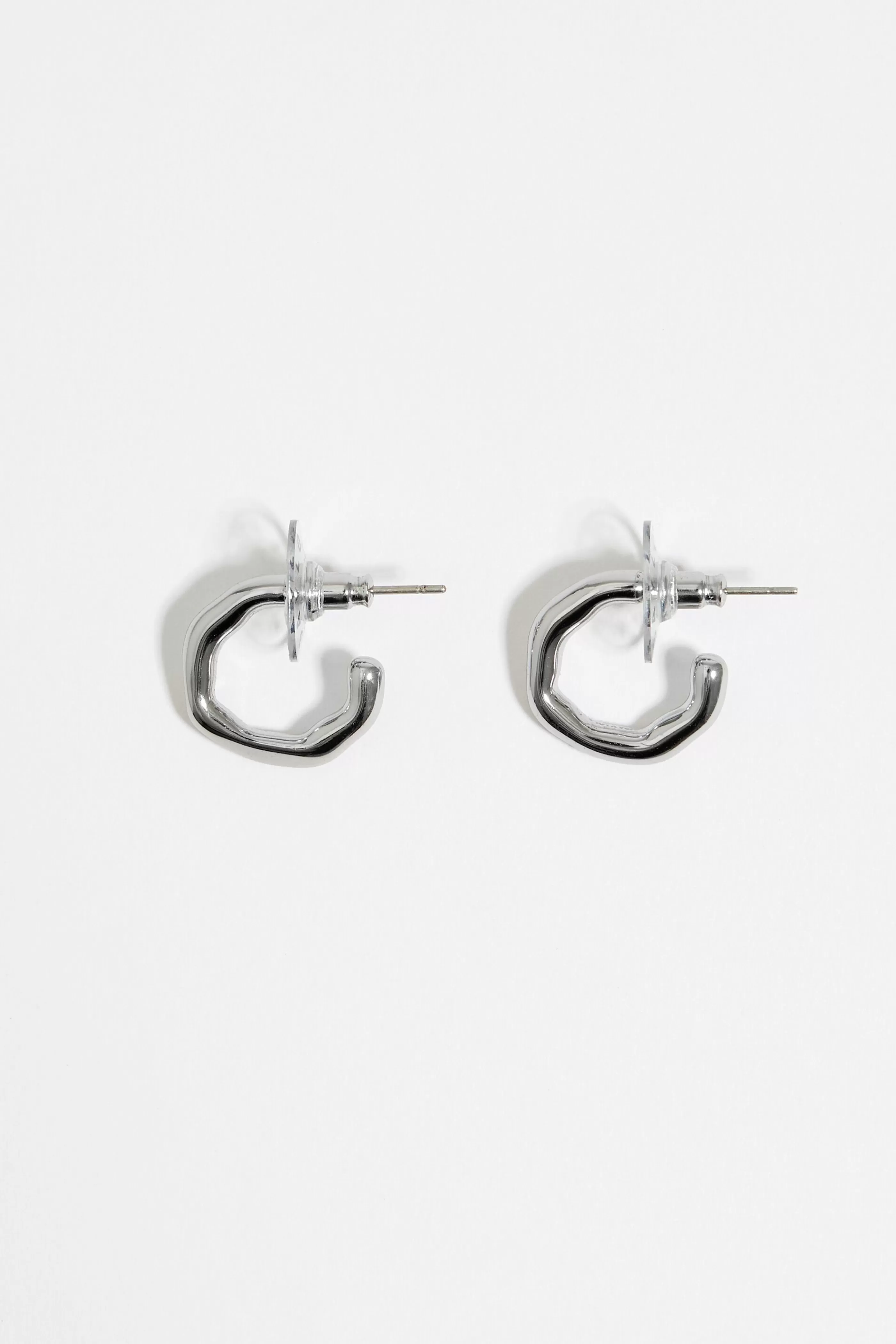 Cheap Pendientes aro mini irregular plateado Pendientes