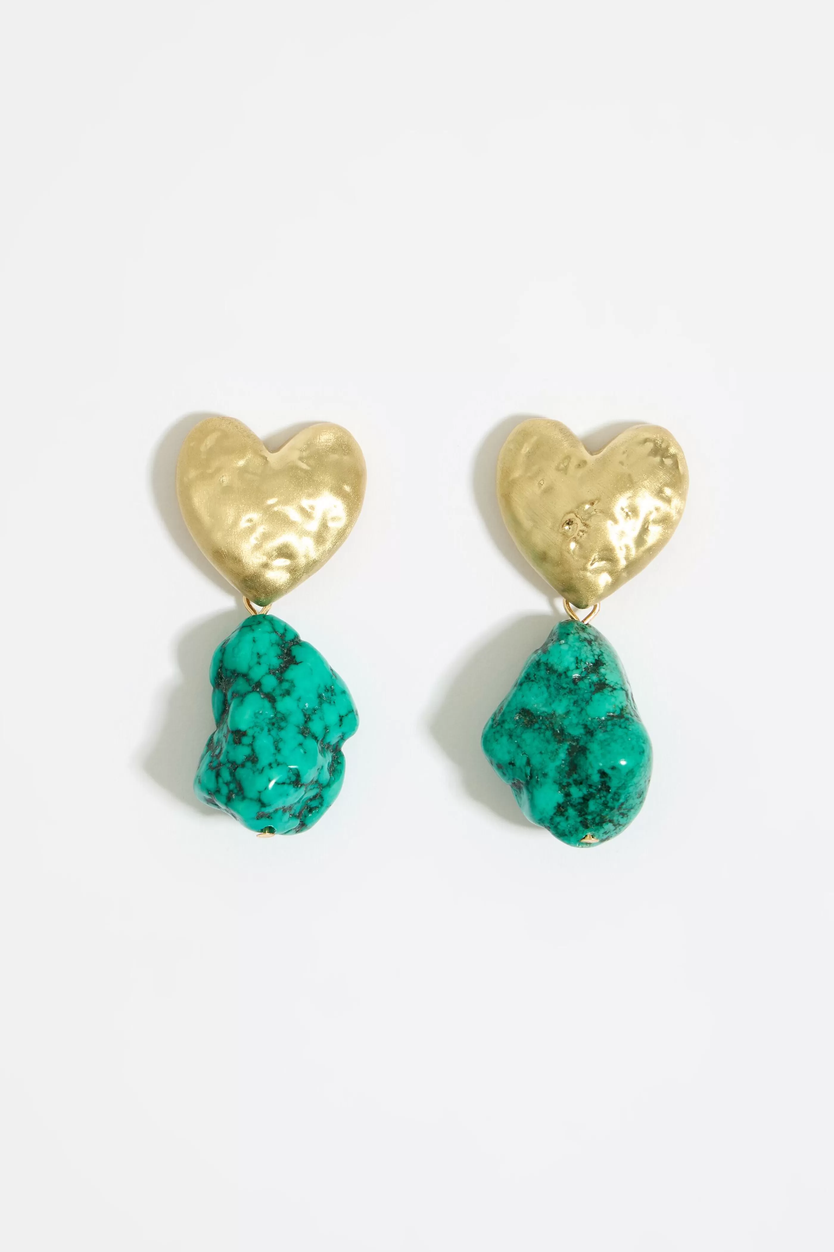 Clearance Pendientes corazón y piedra turquesa Bisutería