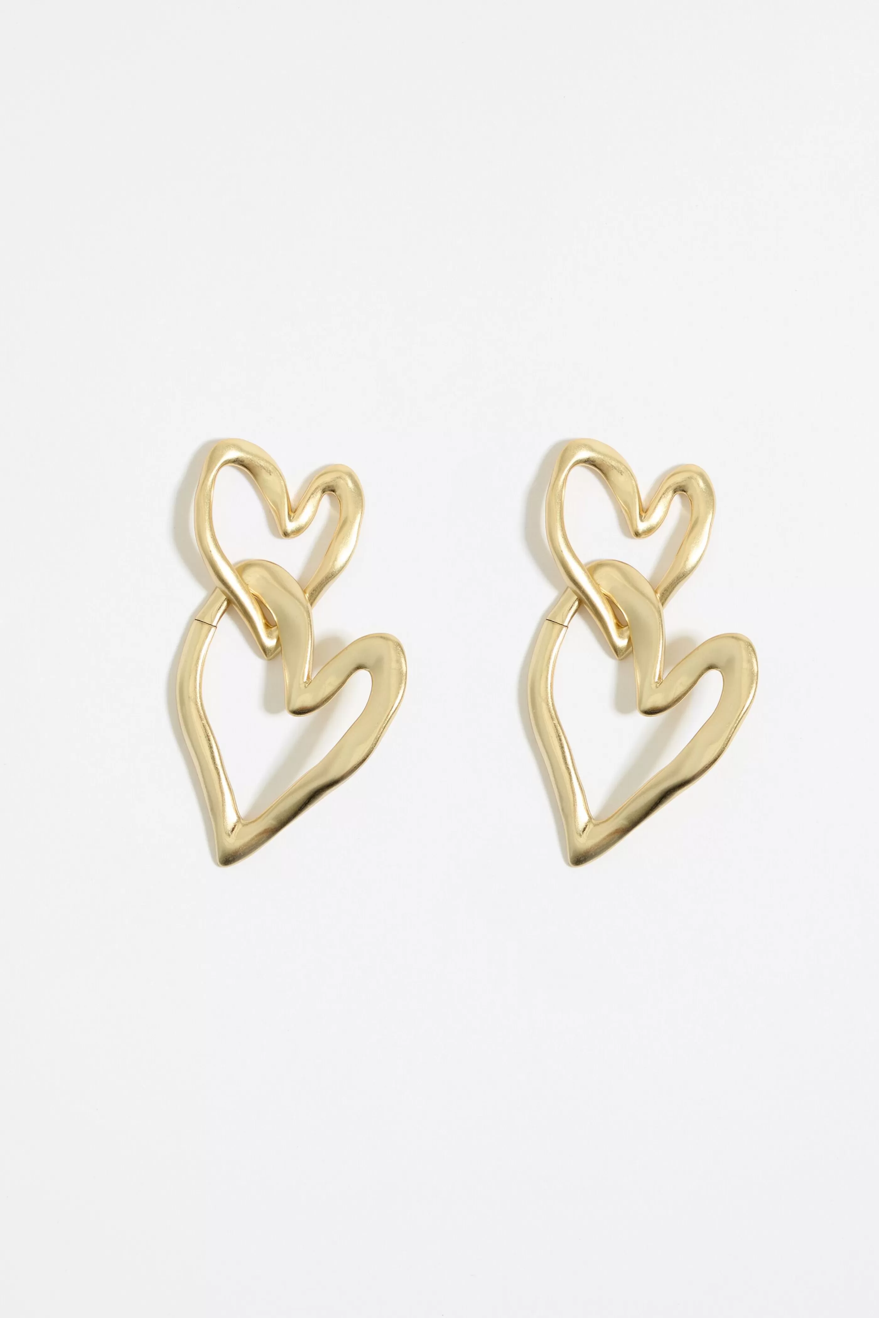 Clearance Pendientes corazones textura dorados Bisutería