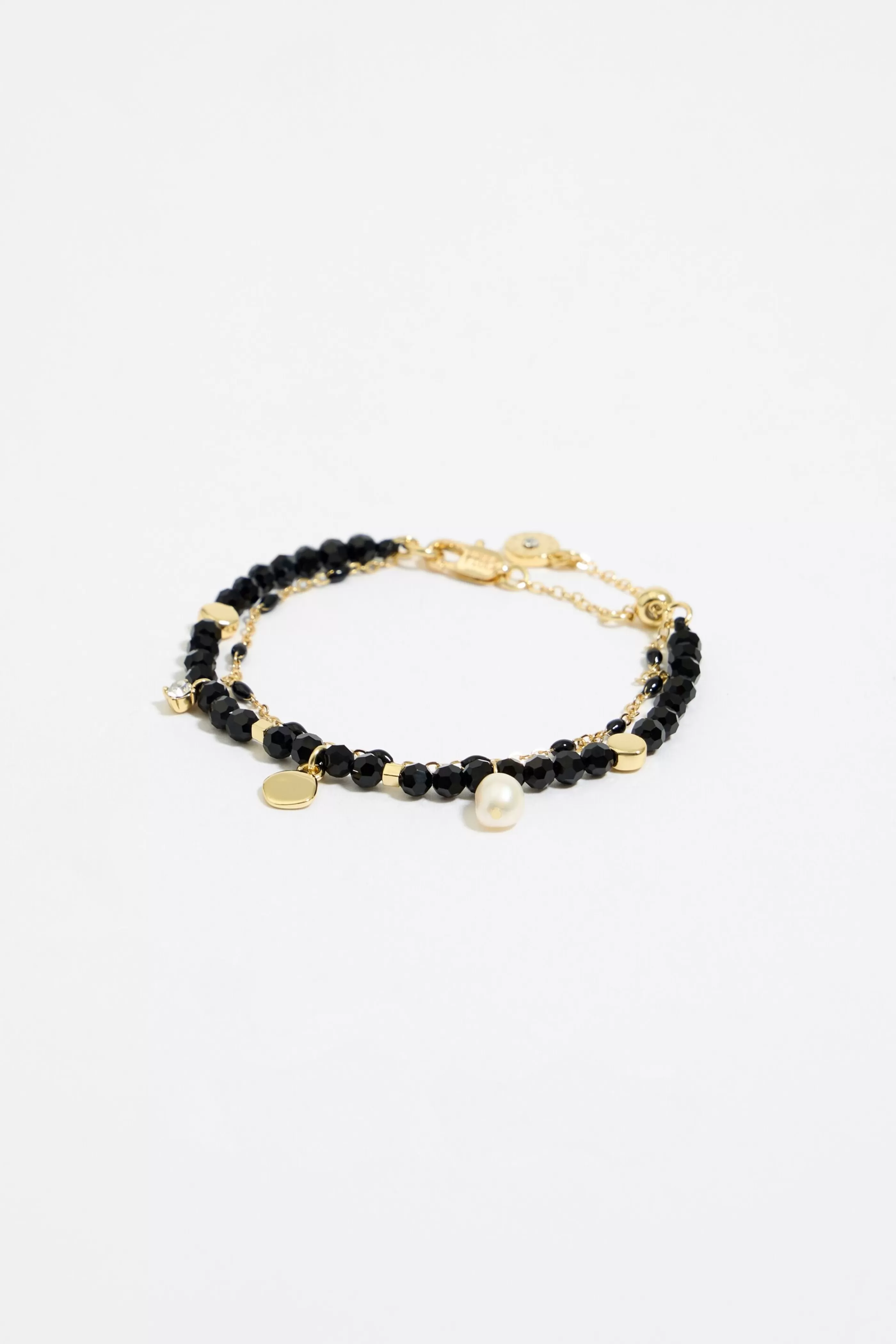 Shop Pulsera doble cristales negra Pulseras