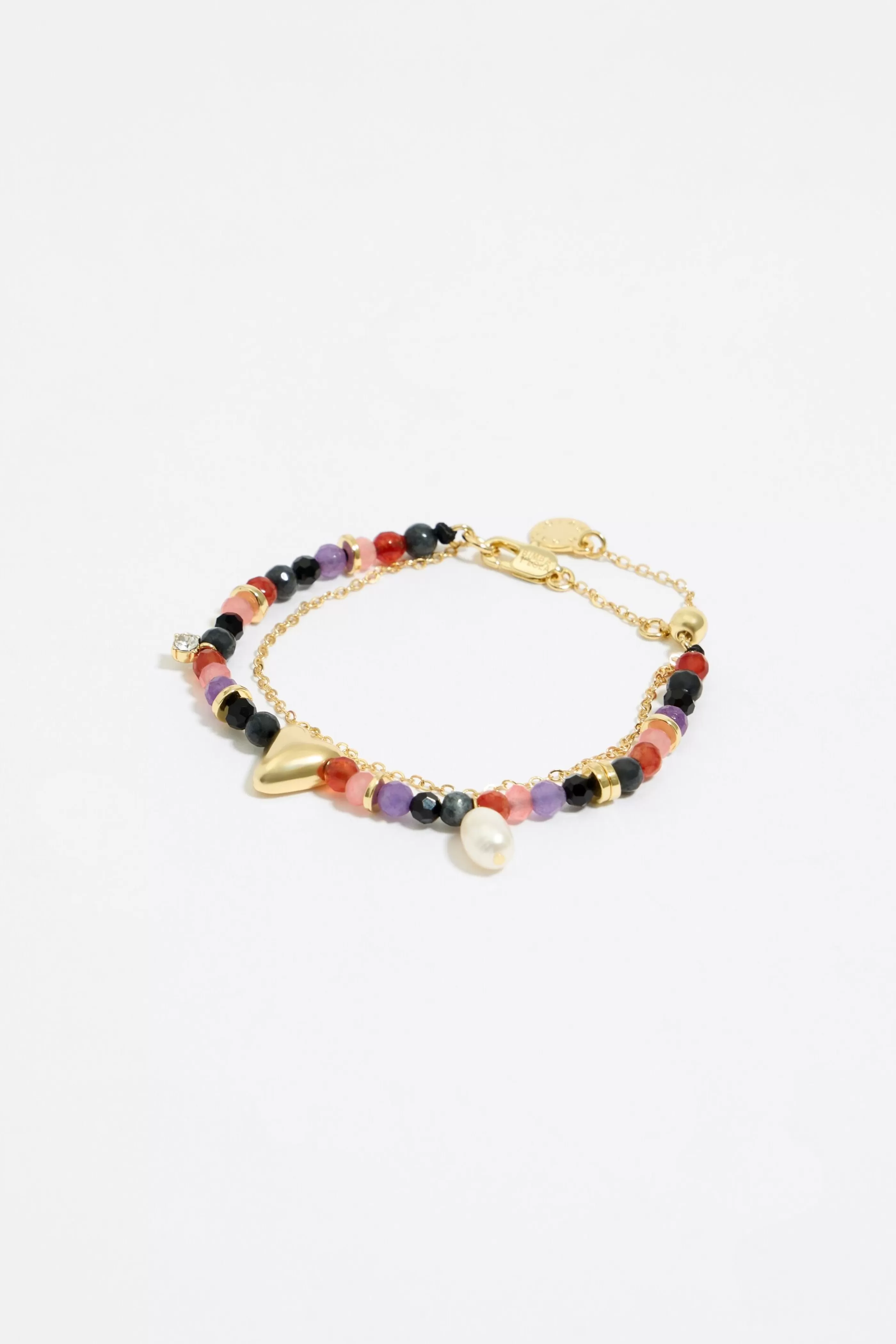 New Pulsera doble piedras multicolor Pulseras